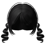 ꒰┊little low curly pigtials in black