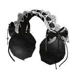 Lolita Emo Goth Earmuffs Bows Black