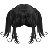 Long Black Straight Cute Heart Pigtail Hair - RBCs