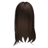 Long Chic Straight Hair w Slanted Bangs Brown 