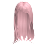 Long Chic Straight Hair w/ Slanted Bangs Pink
