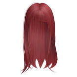 Long Chic Straight Hair w/ Slanted Bangs Red