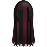 long cute jirai kei side bang hair in black/red