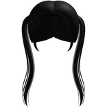 Long cute simple straight high pigtails in black