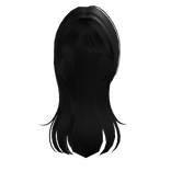 long flowy straight hair with bangs in black