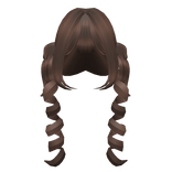 Long front curly pigtails in brown