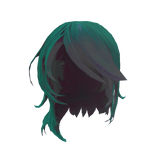 Long Green to Black Side Swept Shaded Hair