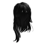 Long Hair with Bangs - Black