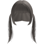 long kawaii pigtails with hime cut bangs in ash