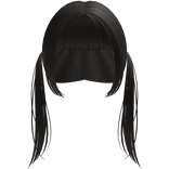 long kawaii pigtails with hime cut bangs in brown