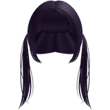 long kawaii pigtails with hime cut bangs in purple
