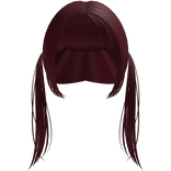 long kawaii pigtails with hime cut bangs in red