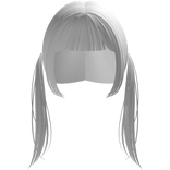 long kawaii pigtails with hime cut bangs in white