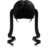 ♬꒰┊long low curled black pigtails