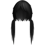 long low messy scene pigtails in black