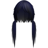 long low messy scene pigtails in blue