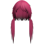 long low messy scene pigtails in hot pink