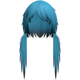 long low messy scene pigtails in light blue