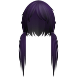 long low messy scene pigtails in purple