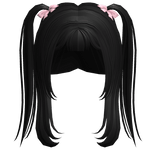 Long Pigtails with Pink Bows