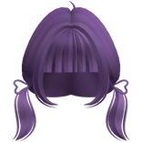 Long Purple Bangs w/ Cute Short Heart Pigtails 