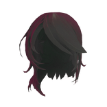 Long Red to Black Side Swept Shaded Hair