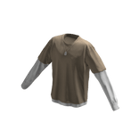 Long Sleeve Two Layer Dog Tag Tee Shirt Beige