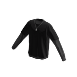 Long Sleeve Two Layer Dog Tag Tee Shirt Black