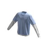 Long Sleeve Two Layer Dog Tag Tee Shirt Blue