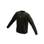 Long Sleeve Two Layer Dog Tag Tee Shirt Green