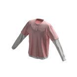 Long Sleeve Two Layer Dog Tag Tee Shirt Pink