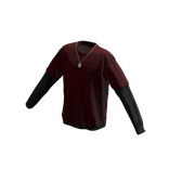 Long Sleeve Two Layer Dog Tag Tee Shirt Red