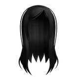 long straight flowy w side bang in black