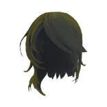 Long Yellow to Black Side Swept Shaded Hair