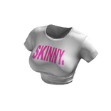 ♥ y2k white ''skinny'' text baddie graphic t-shi