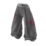 ♥Y2K Leopard Cross Wide Baggy Sweatpants_Gray♥