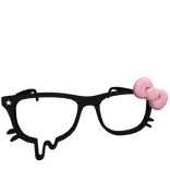 Low Droopy Kitty Glasses w/ Pink Bow in Black