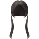 Low Straight Pigtails in Ash Brown