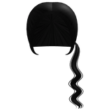 ୨୧ low wavy ponytail in black
