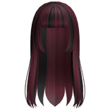 ♡꒰ maroon and black hime cut long doll hair