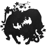 Maximalist Twin Tiger With Flowers Black