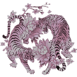 Maximalist Twin Tiger With Flowers Pink