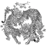 Maximalist Twin Tiger With Flowers White