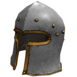 Medieval Gilded Slim Slit Barbute Helmet