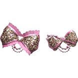 Gyaru-Hime Kawaii Pink Leopard Ruffle Pearly Belt