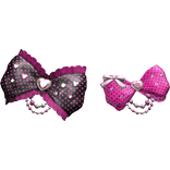 Gyaru-Agejo Polkadot Black, Pink Ruffle Pearl Belt