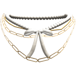 gold preppy bow with white pearl necklace 3.0