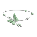 Pearl Necklace With Glitter Butterfly in Green