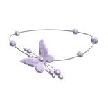 Pearl Necklace With Glitter Butterfly in Purple