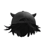 Messy Anime Boy Hair w Y2K Cap (Black)